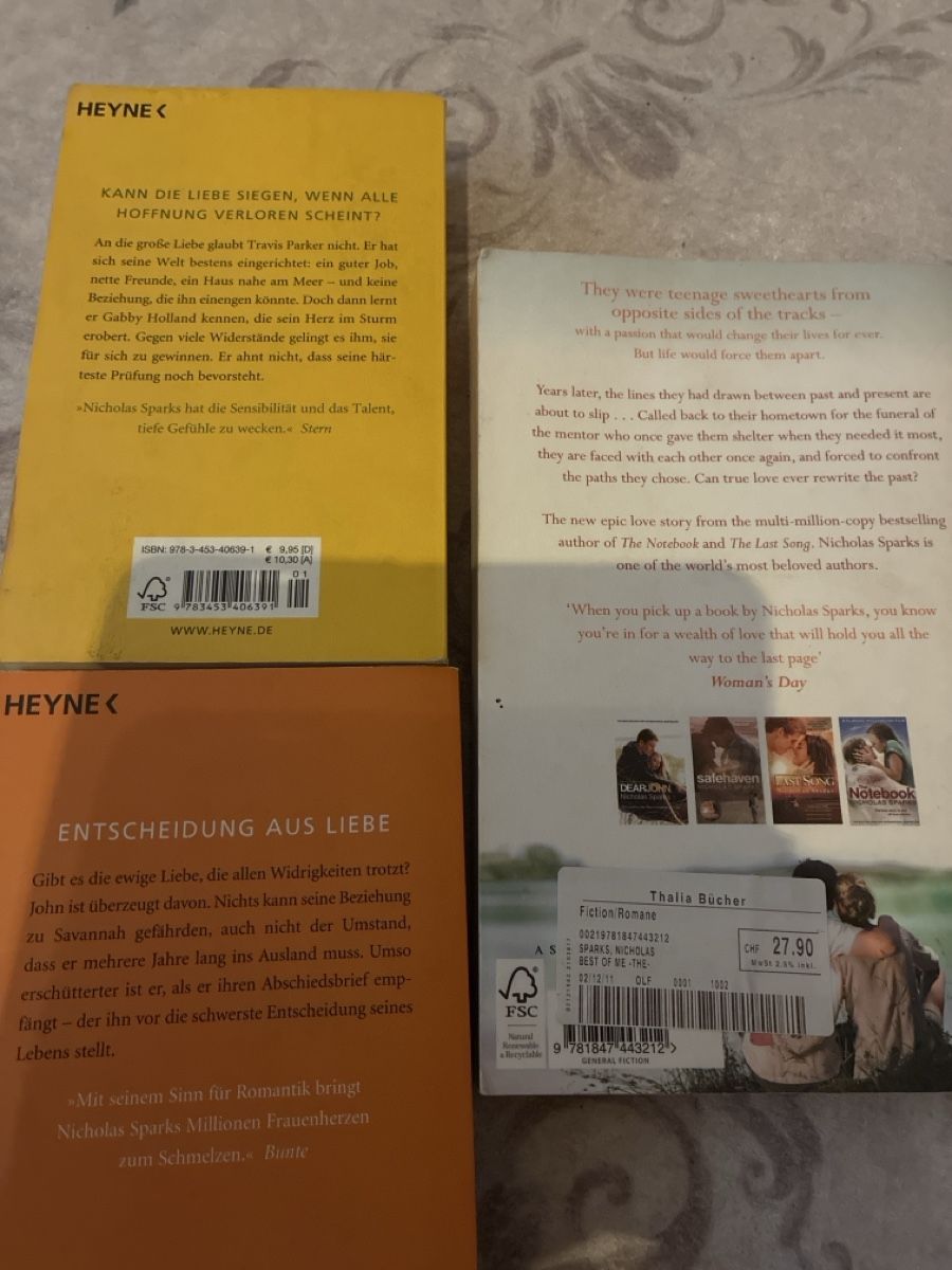 Libri: Bücher Nicholas Sparks 10 Stk.  – Usato da Konolfingen venduto da link09 4