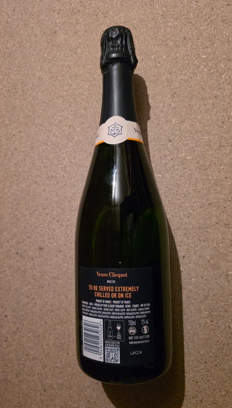Vino: 1 fl.VEUVE RICH BRUT CHAMPAGNE – Nuovo e nell'imballaggio originale da Schönenwerd venduto da 1952kv 1