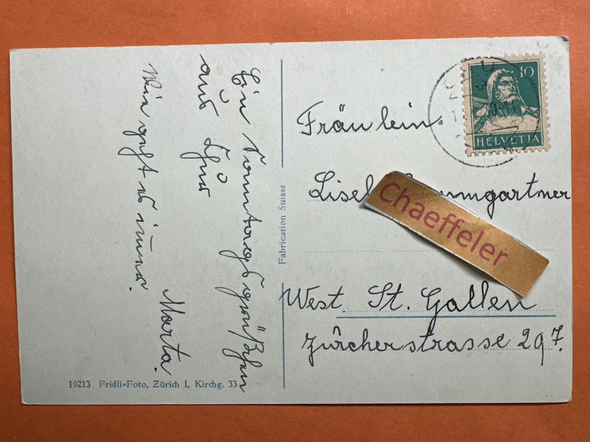 Ansichtskarten: 1930 Chur. – Gebraucht aus Zürich von Chaeffeler 1