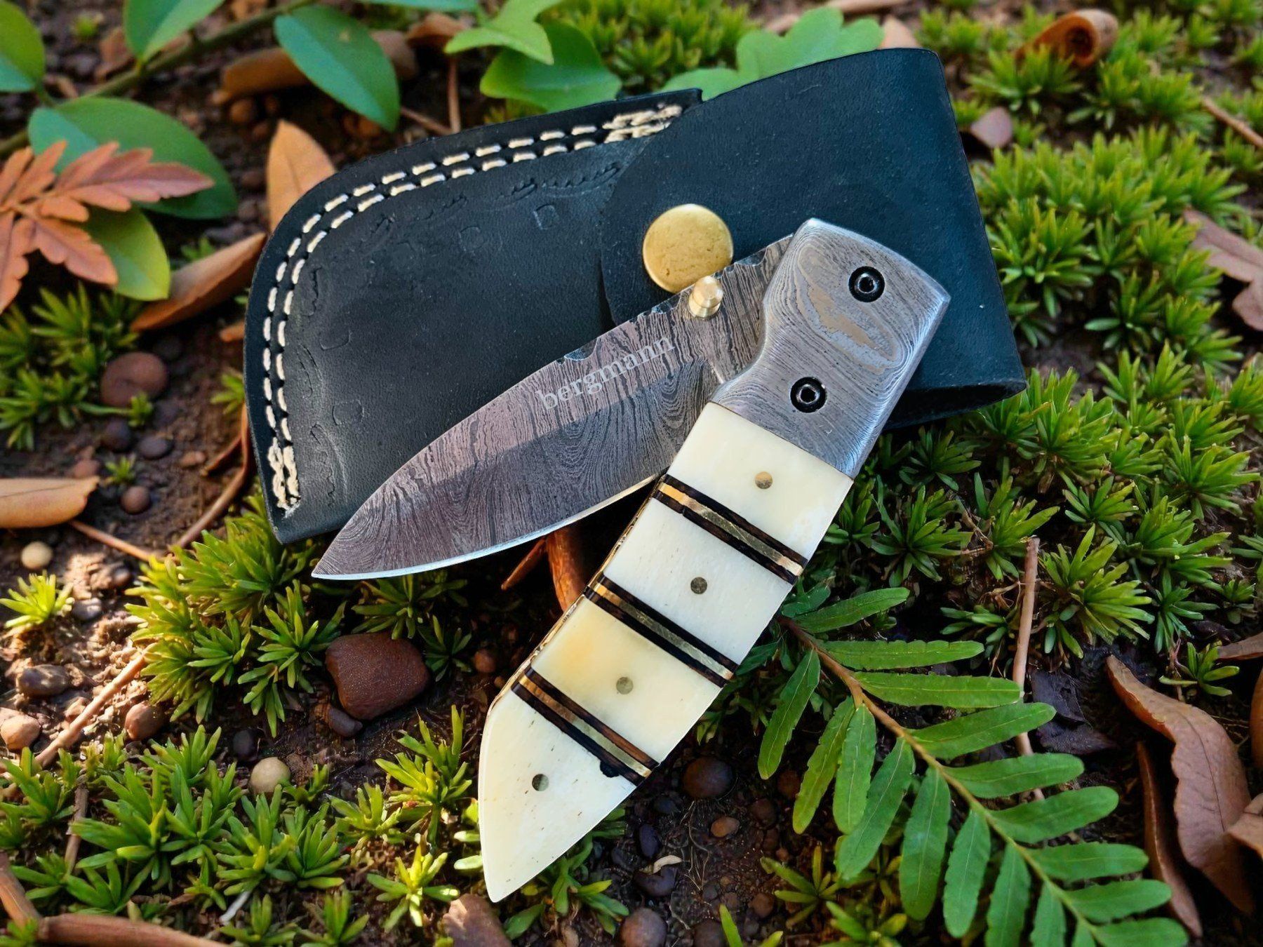 Coltelli tascabile: Damast Messer Klappmesser HANDMADE 19cm bergmann No. 02 – Nuovo e nell'imballaggio originale da Bergdietikon venduto da shopAgent