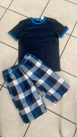 Migros Sommer Set: Shorts und blaues Shirt, Gr.134Neu