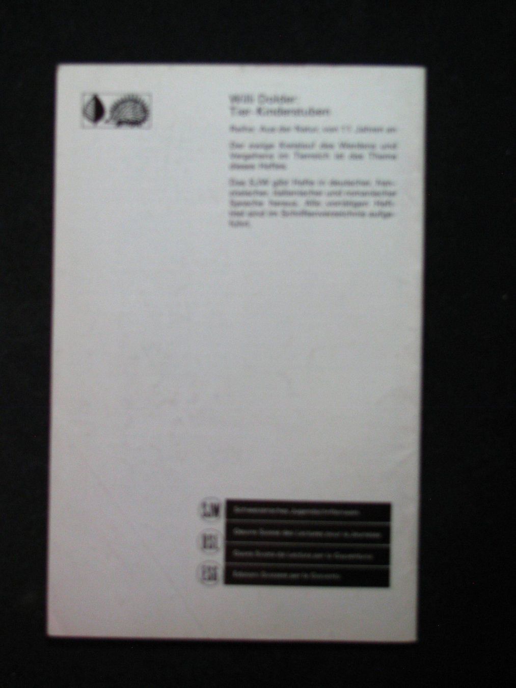 Libri: SJW 1403 Willi Dolder Tier-Kinderstuben EA 1977 – Usato da Reitnau venduto da Zaomir 1