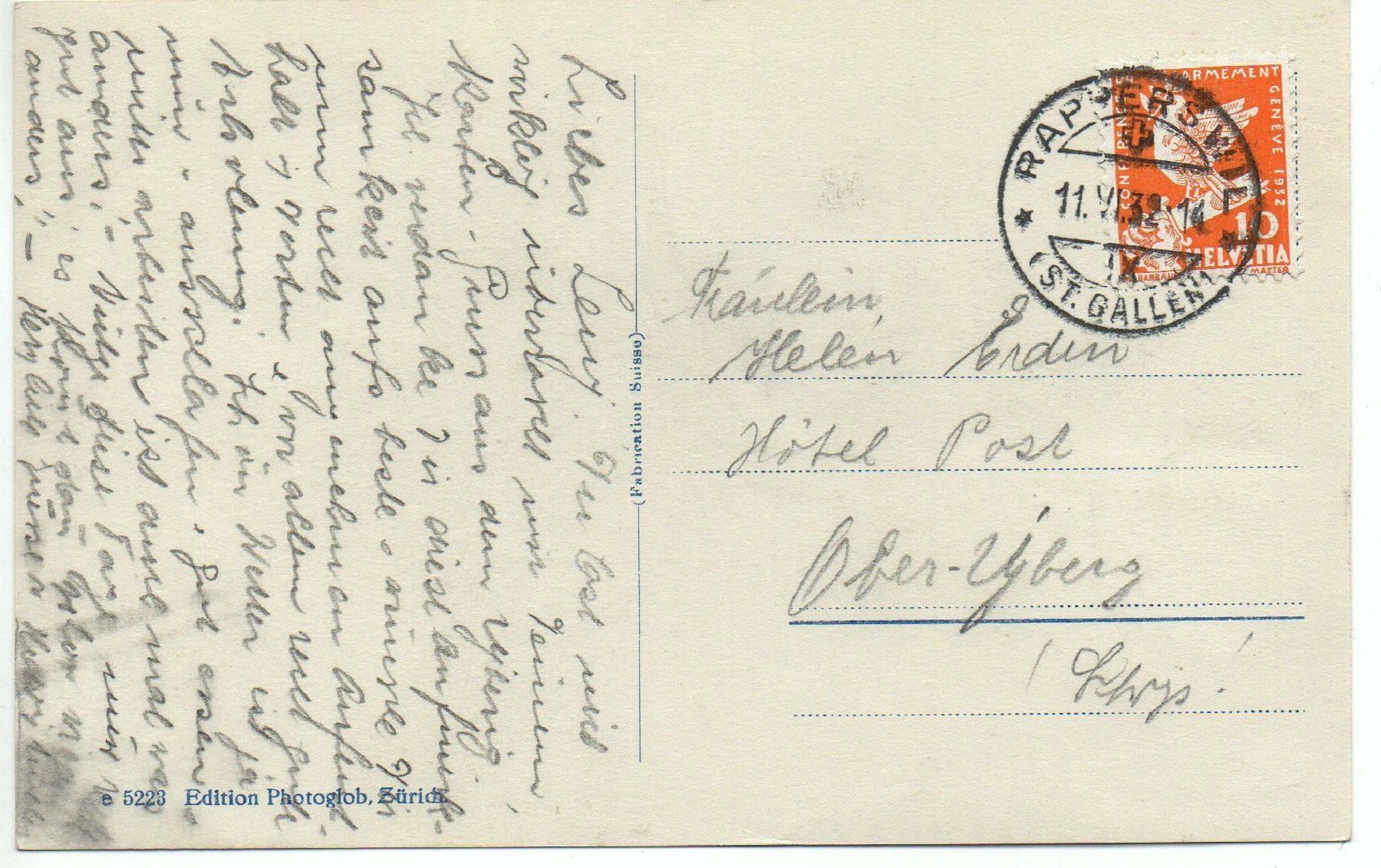 Cartoline postali: RAPPERSWIL mit Glärnisch – Usato da Jona venduto da philajona 1