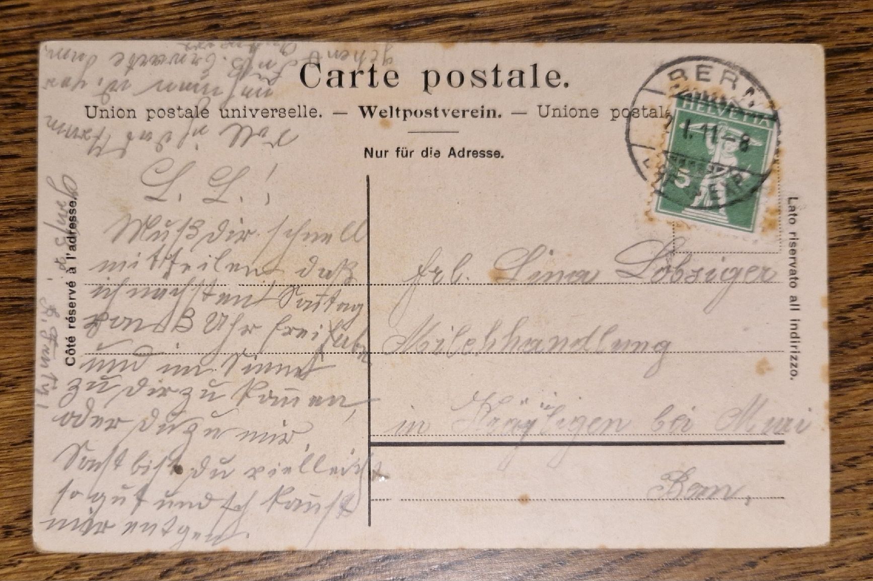 Ansichtskarten: Aarberg an der Aare 1911 – Gebraucht aus Ebikon von Donar50 1