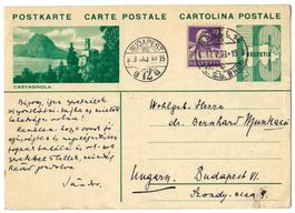 1933 Bildpostkarte Nr. 128-019 Bild CASTAGNOLA nach Ungarn