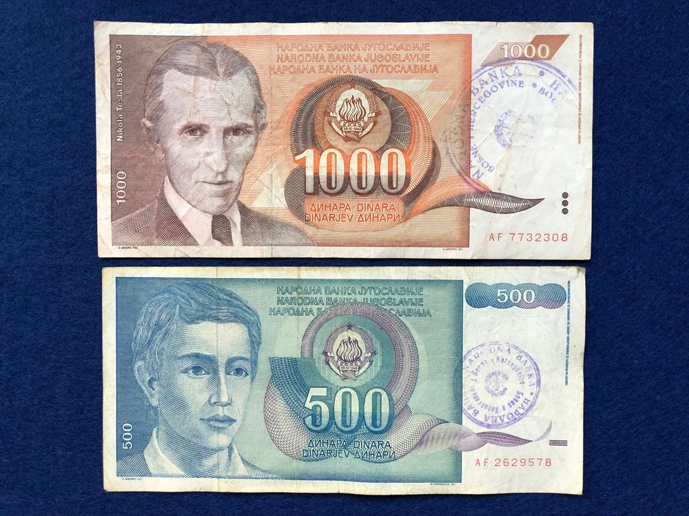 Bosnien-Herzegowina 500 Dinara 1992 – Banknote Bankfrisch (Pick-Nr: 14a)