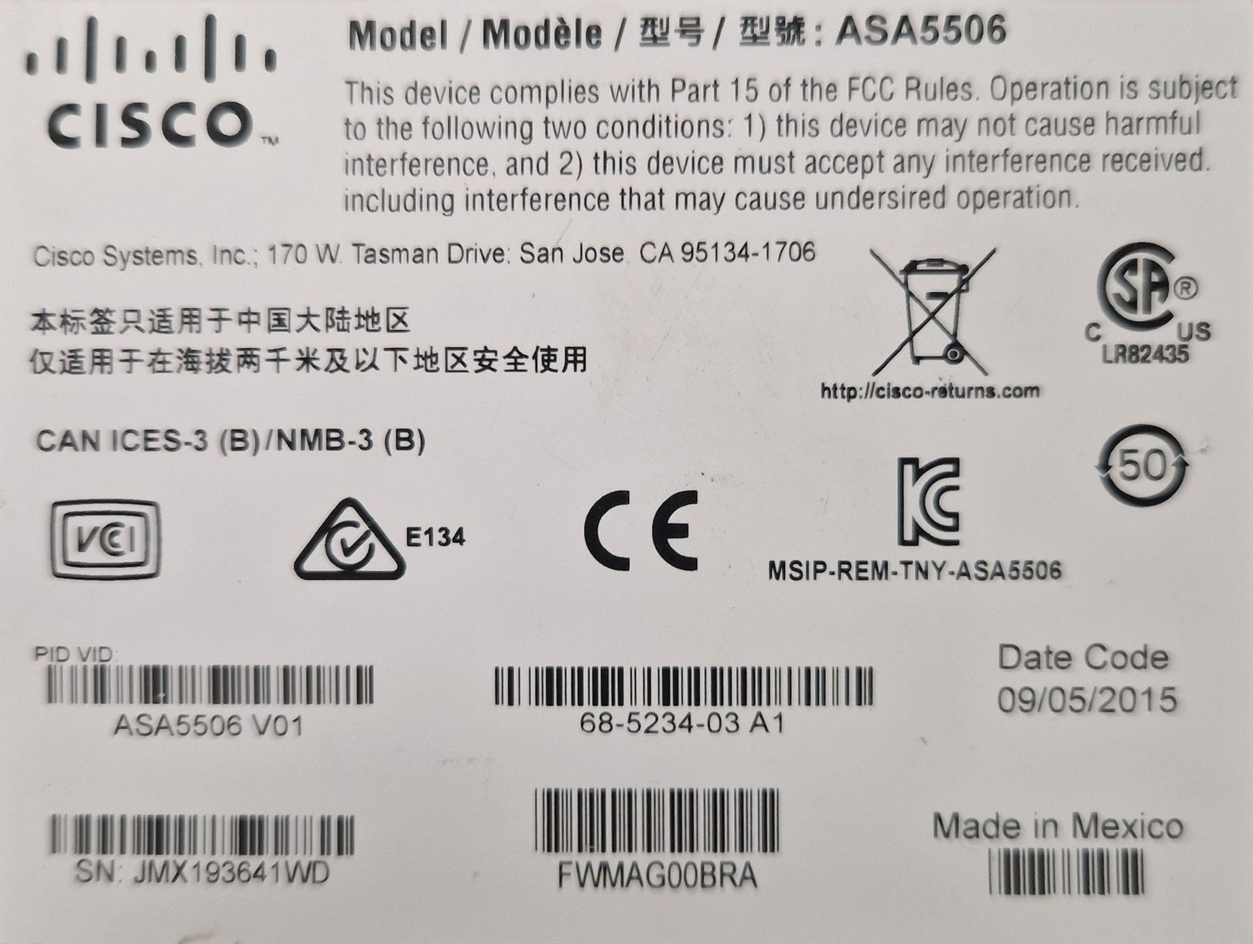 Cisco Firewall: Cisco ASA5506 Firewall – Usato da Zufikon venduto da Martin444 2