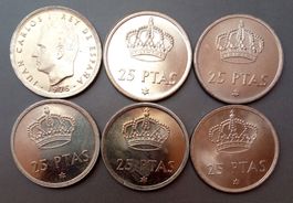 ESPAÑA - SPANIEN -  25 PESETAS VON 1975*76 - 1980 MIT KRONE