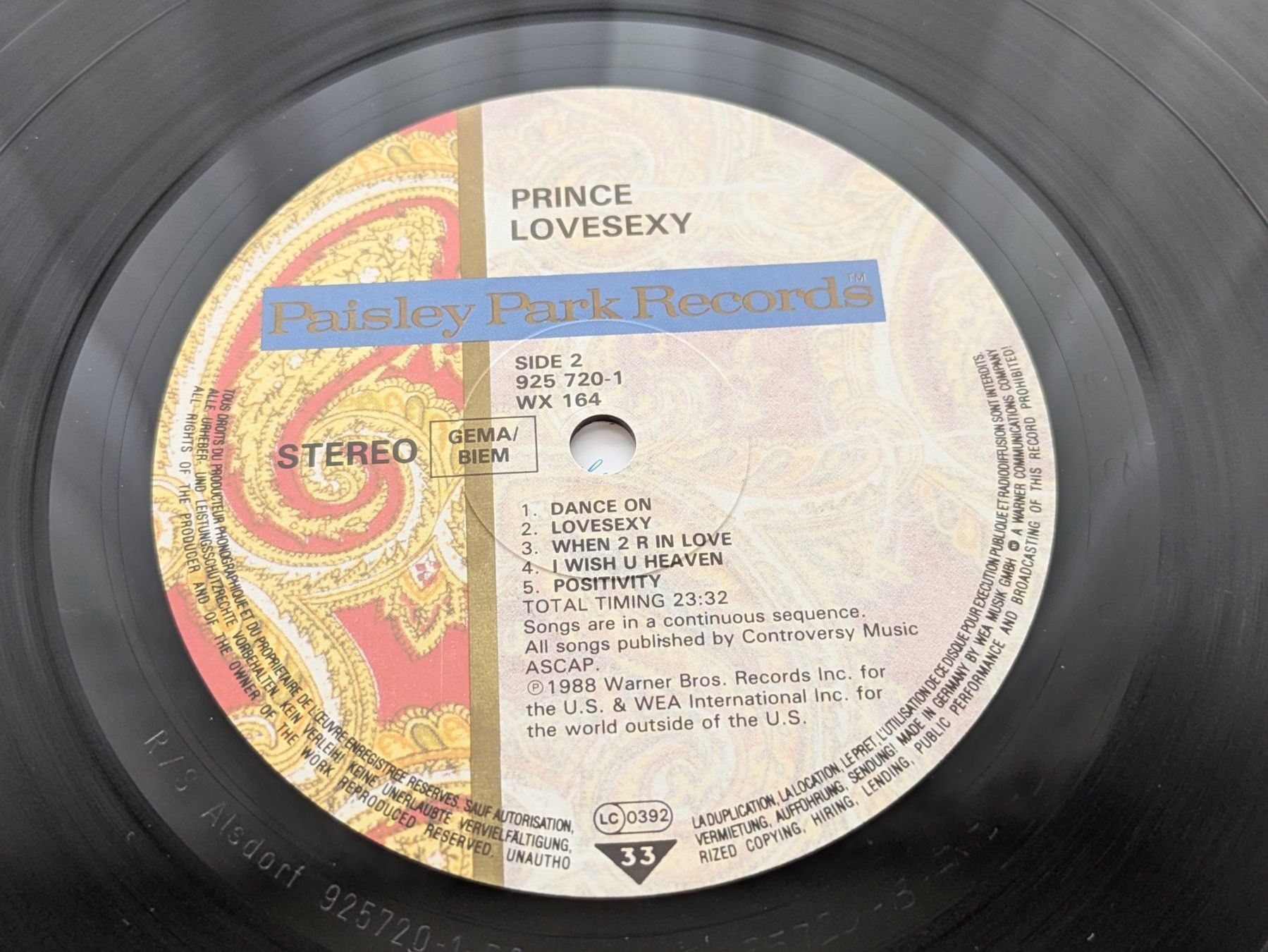 Vinyles: Prince - Lovesexy LP – D'occasion à Dübendorf par PanzerGeneral 5