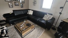 Ecksofa Leder schwarz 