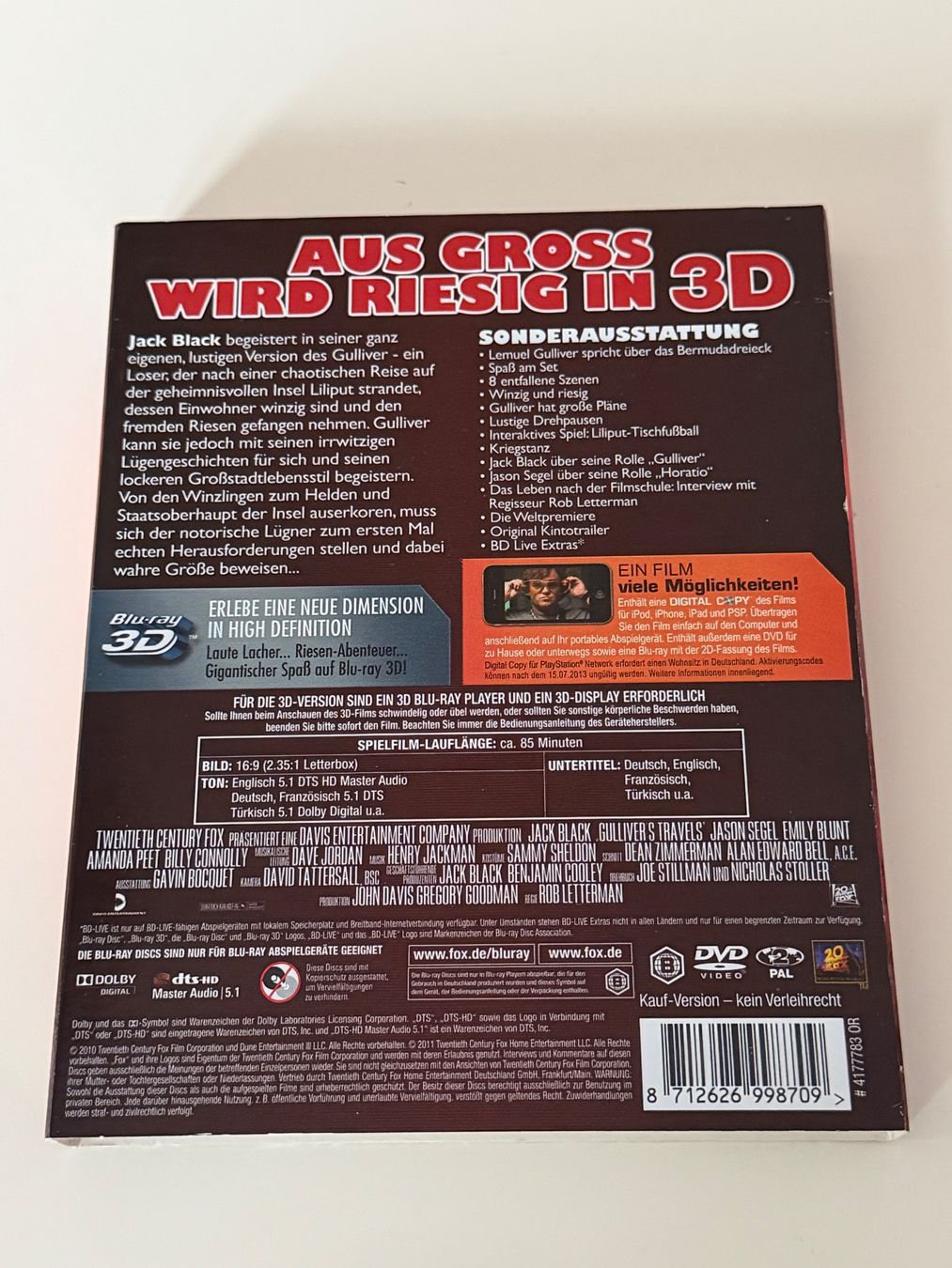 Tutti i DVDs: Gullivers Reisen - Jack Black - 3D + Blu-Ray + DVD – Usato da Altstätten SG venduto da sheamus 1