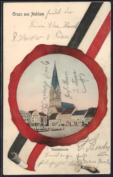 Cartoline postali: Grusskarten-AK Anklam, Nikolaikirche – Usato da Berlin venduto da bartko-reher