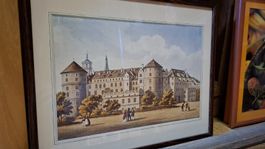 Bild Druck Schloss Motiv mit Holzrahmen gebraucht