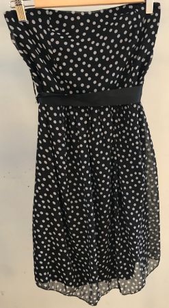 robe bustier (sans manches) noire à pois