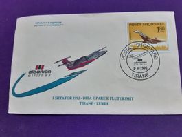 Flugbrief TIRANA - Zürich,  1.9.1992 CONCORDE-Briefmarke