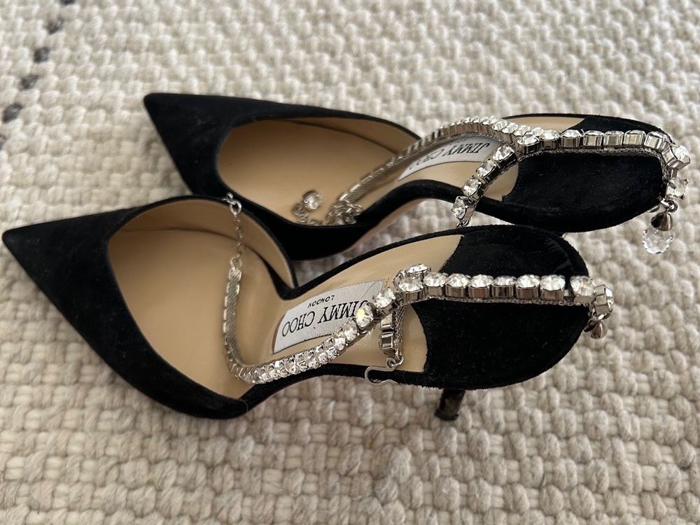 Jimmy Choo High Heels dunkelblau Glitzer-Optik Leder offers