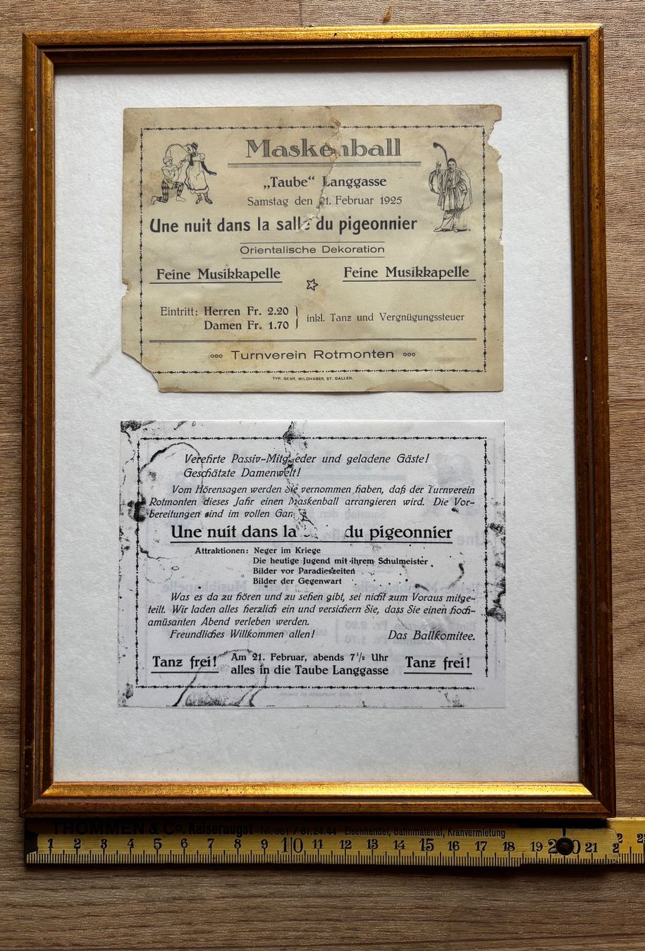 Flyer Maskenball Turnverein Rotmonten 1925, Taube St Gallen (Gebraucht ...