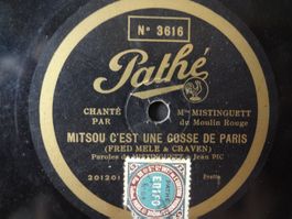 Disques 78 tours Pathé saphir 30cm de Mistinguett No 3616