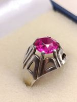 Jugendstil 875er Silber Ring RubinEdelstein Meisterpunz USSR