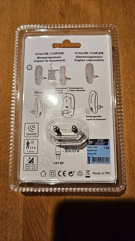 Lampen: 2x LED Nachtlicht mit Bewegungssensor – Neu und originalverpackt aus Müllheim Dorf von fetho 3