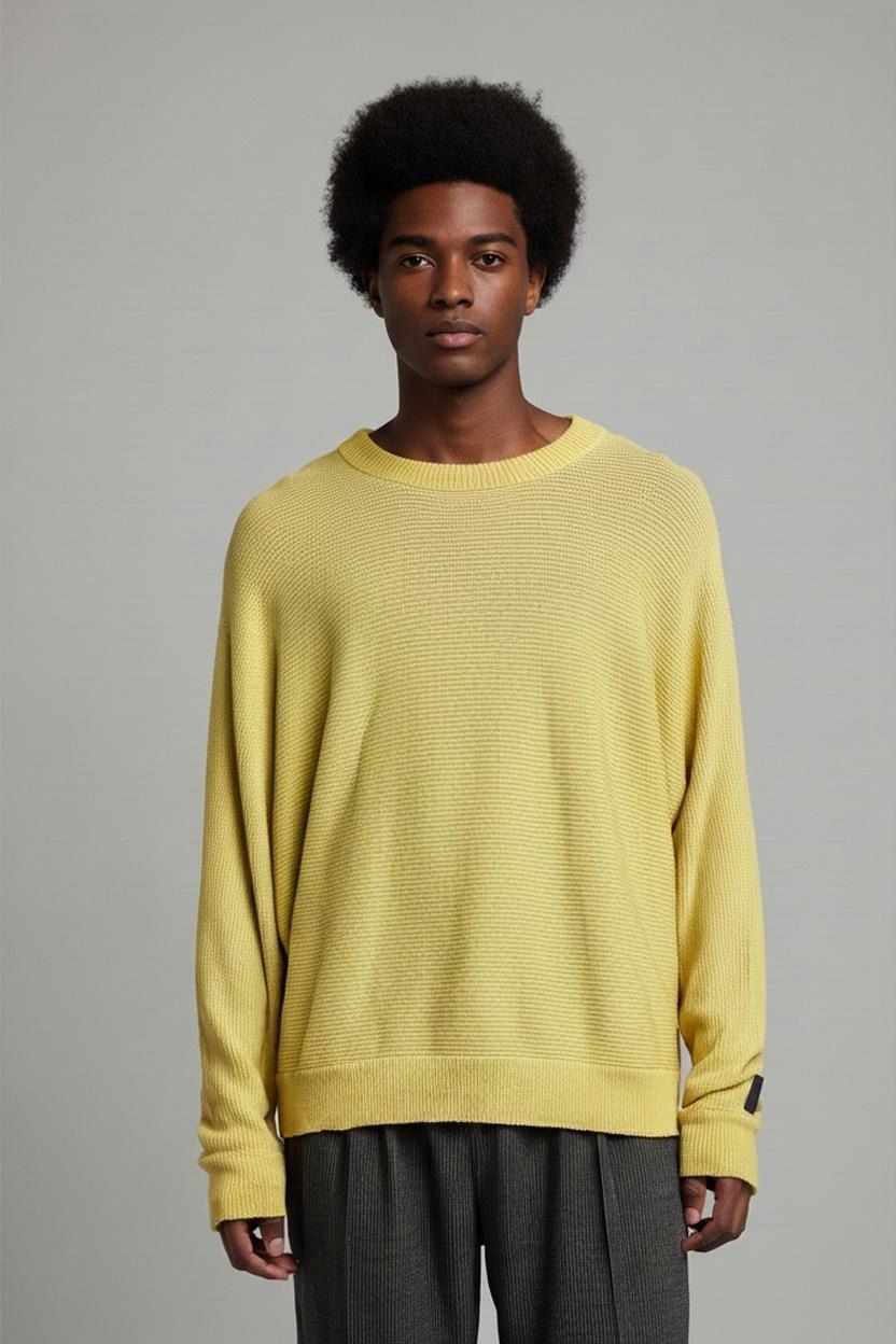 Carlo Colucci Maglioni & Felpe: Carlo Colucci Gelber Rippstrickpullover - Oversize-Passform – Usato da Zug venduto da vinokilo