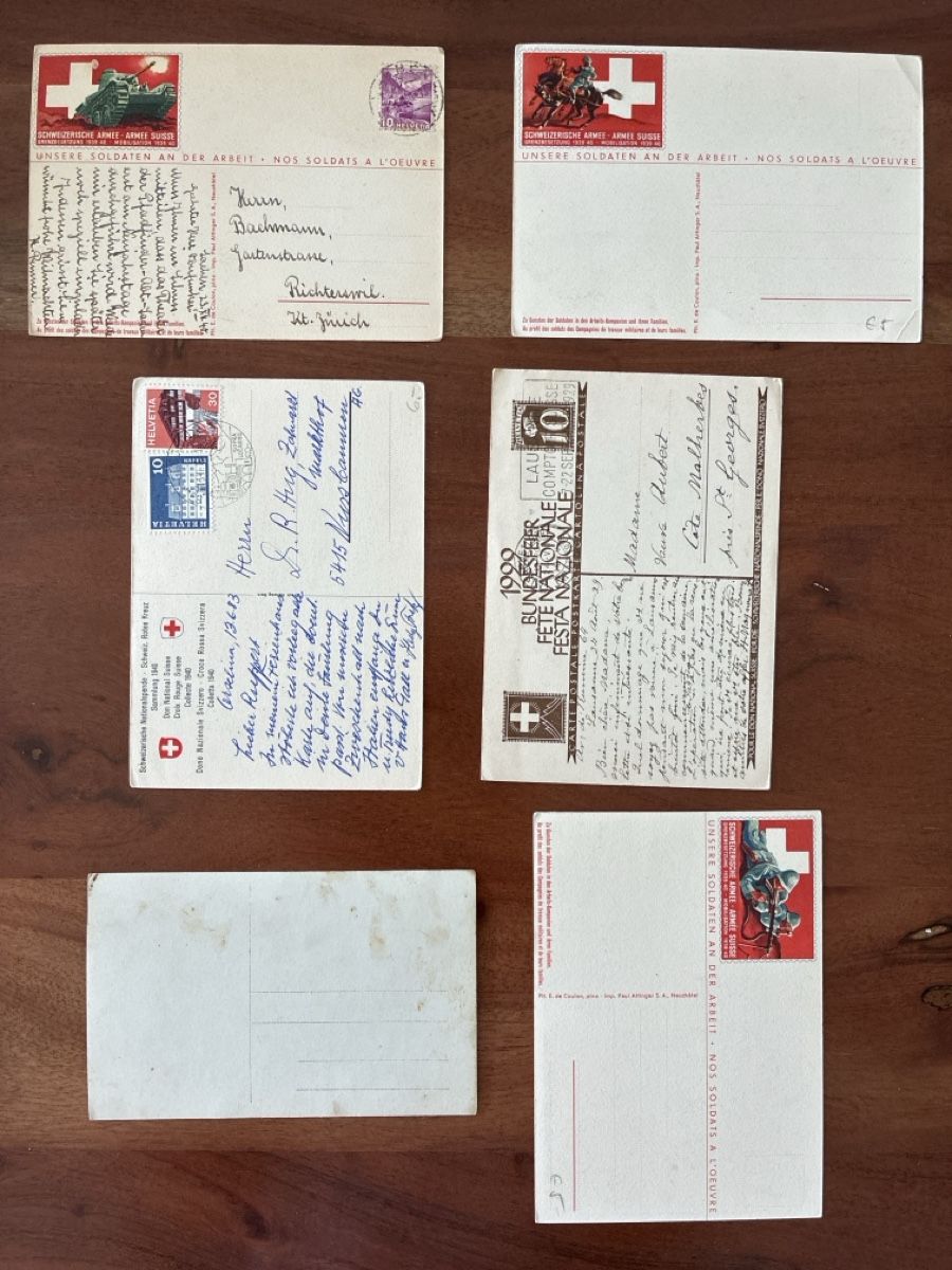 Cartoline postali: 11 Ansichtskarten Schweiz vom Militär  – Usato da Oftringen venduto da Cla.vD.74 3