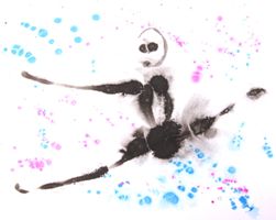 Grosse Tusche Zeichnung: Jumping