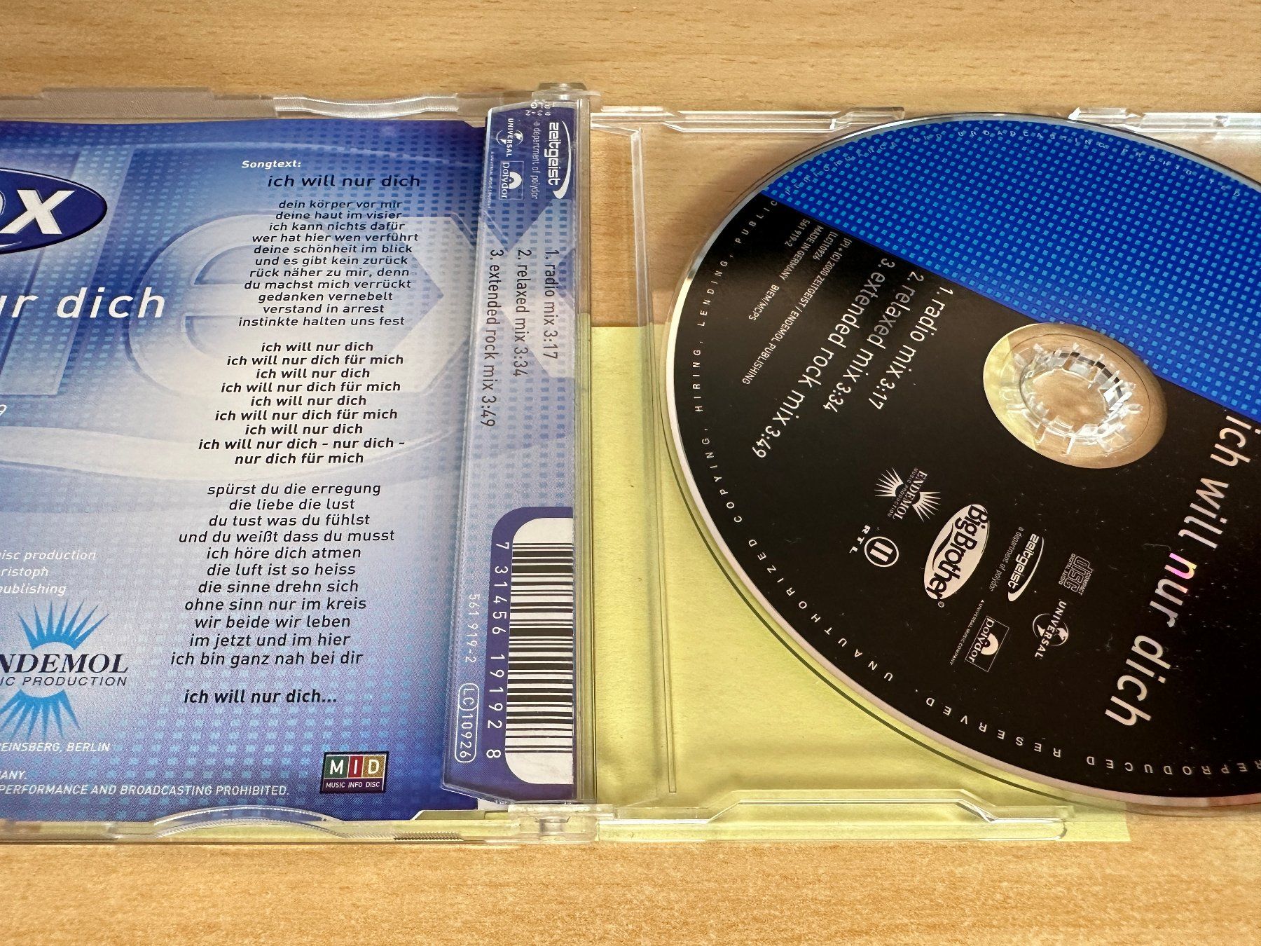 CDs: Alex – Ich Will Nur Dich - Maxi  Single CD – Gebraucht aus Rikon im Tösstal von Alpenmutz 1