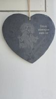 Schieferherz Deko "Deus abençoe este lar" - Handgemacht