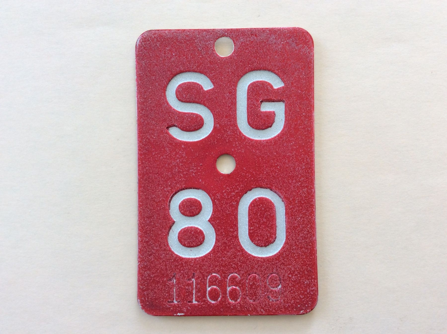 Schilder: Velonummer SG 80 – Gebraucht aus Birwinken von waldmanndli