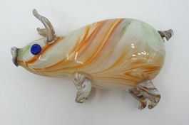 Glasfigur Schwein evtl. Murano ? mit Spannungsriss ?