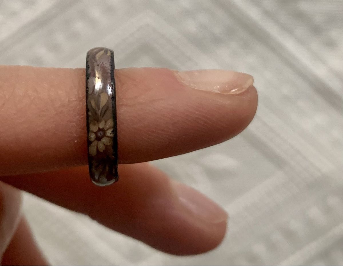 Ringe: Emaillierter handgemalter Vintage-Ring mit Blumen – Gebraucht aus Zürich von p_q7q_nichtraucher 2