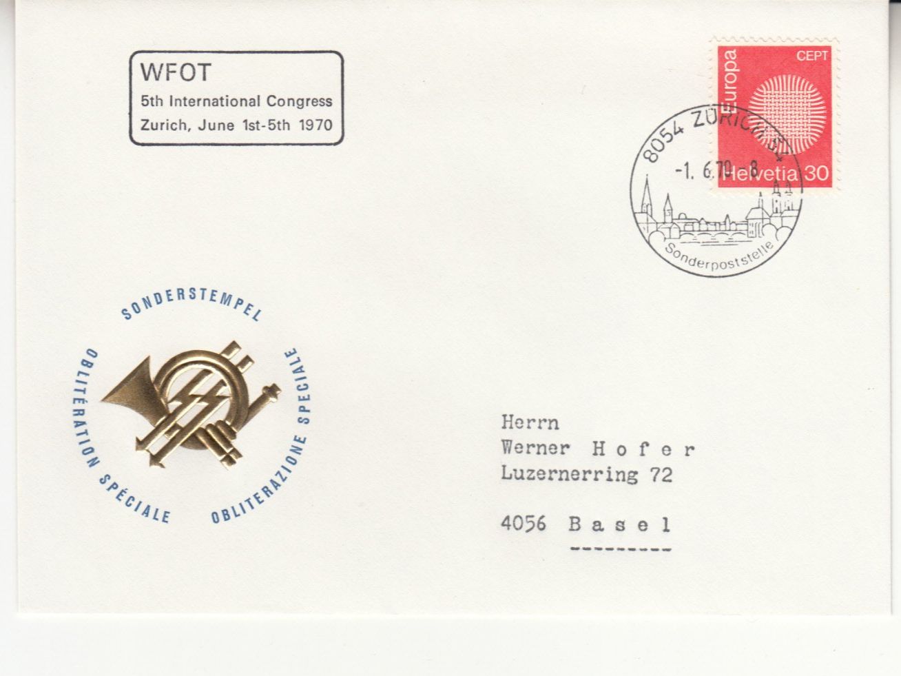 Tutti i francobolli: Sonderstempel S. 732 WFOT 1970 – Usato da Bürglen TG venduto da StampGraf