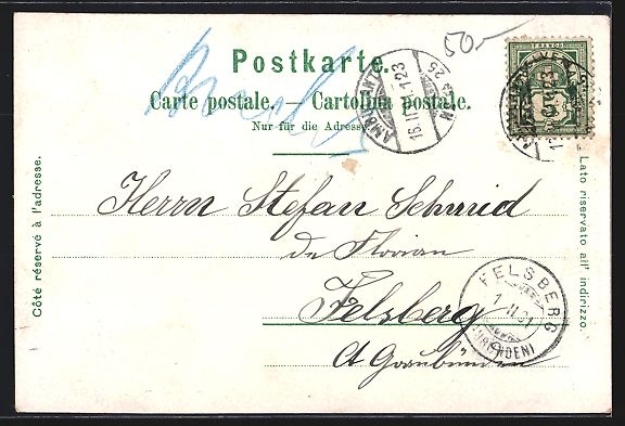 Cartoline postali: Litho Basel, Kleinbasel mit Theater und  – Usato da Berlin venduto da bartko-reher 1