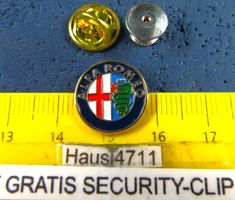 ALFA ROMEO 15mm AUTO LOGO PIN GEPRÄGT MIT SECURITY-CLIP GOLD