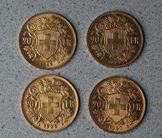 4 Stk. Goldvreneli, 1922, 1927, 1935, 1947