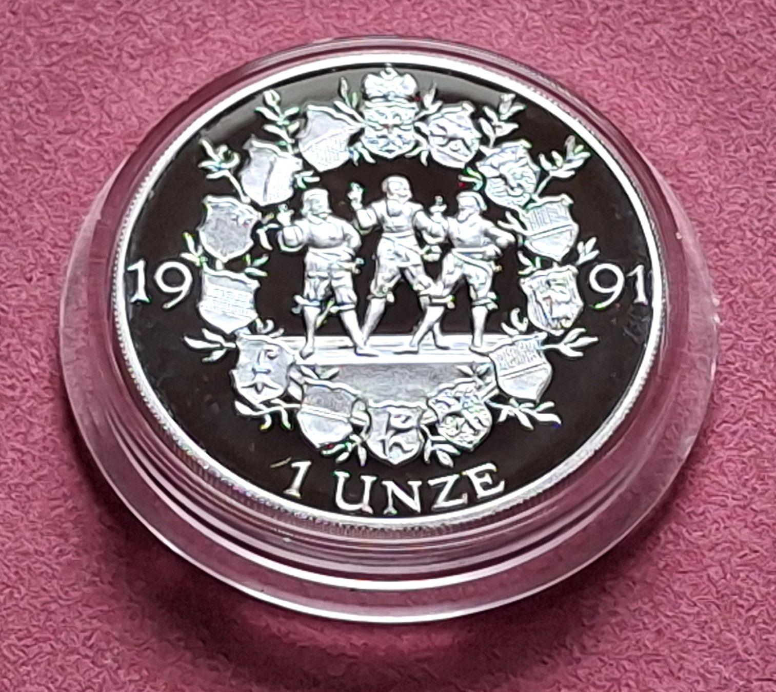 Medaillen: SCHWUR 1991 - 1 OZ FEINSILBER – Gebraucht aus Boniswil von dpd4coins 1