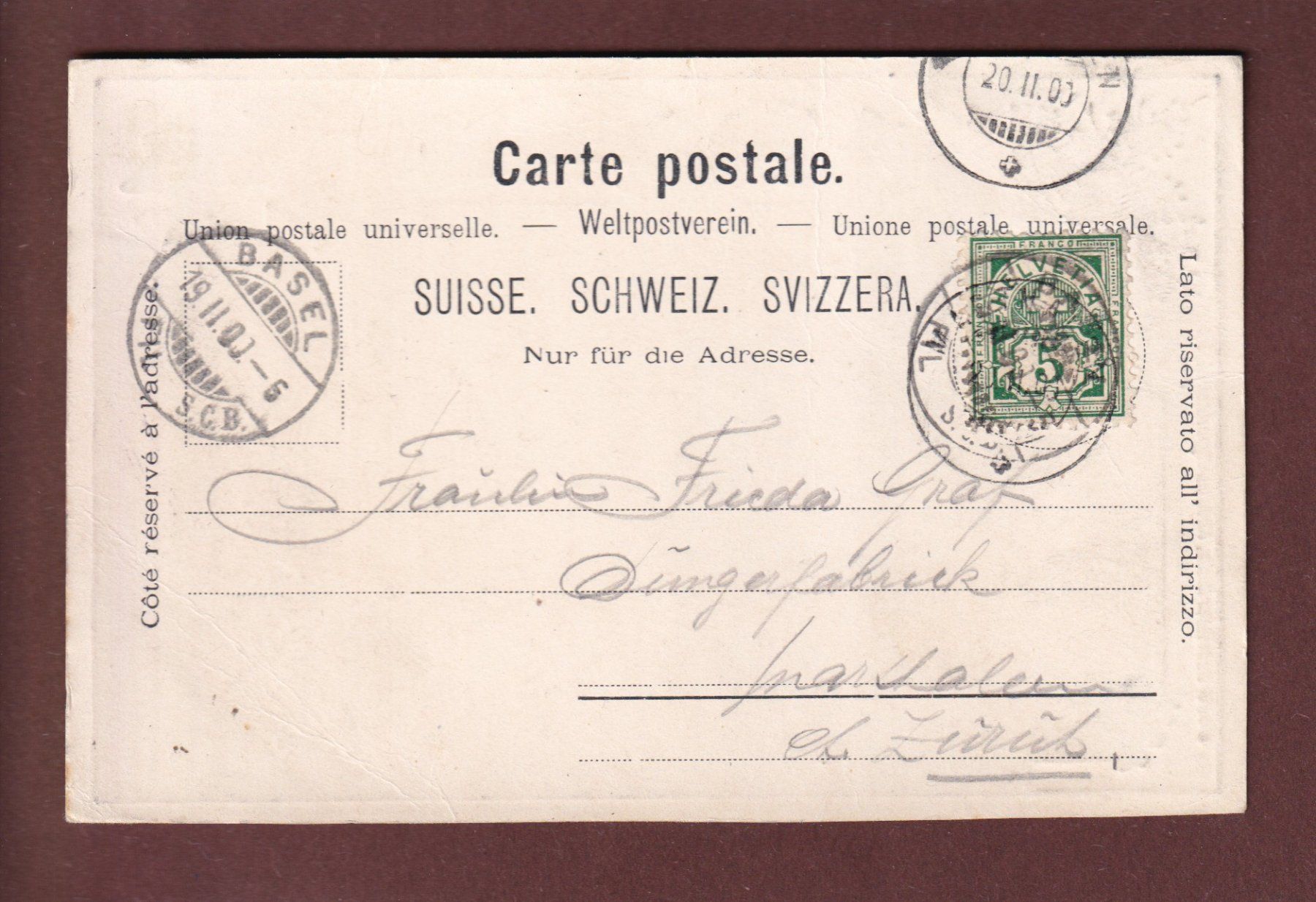 Cartoline postali: Gruss aus BASEL - Metallischer Effekt - 1900 – Usato da Pully venduto da nicecards 1