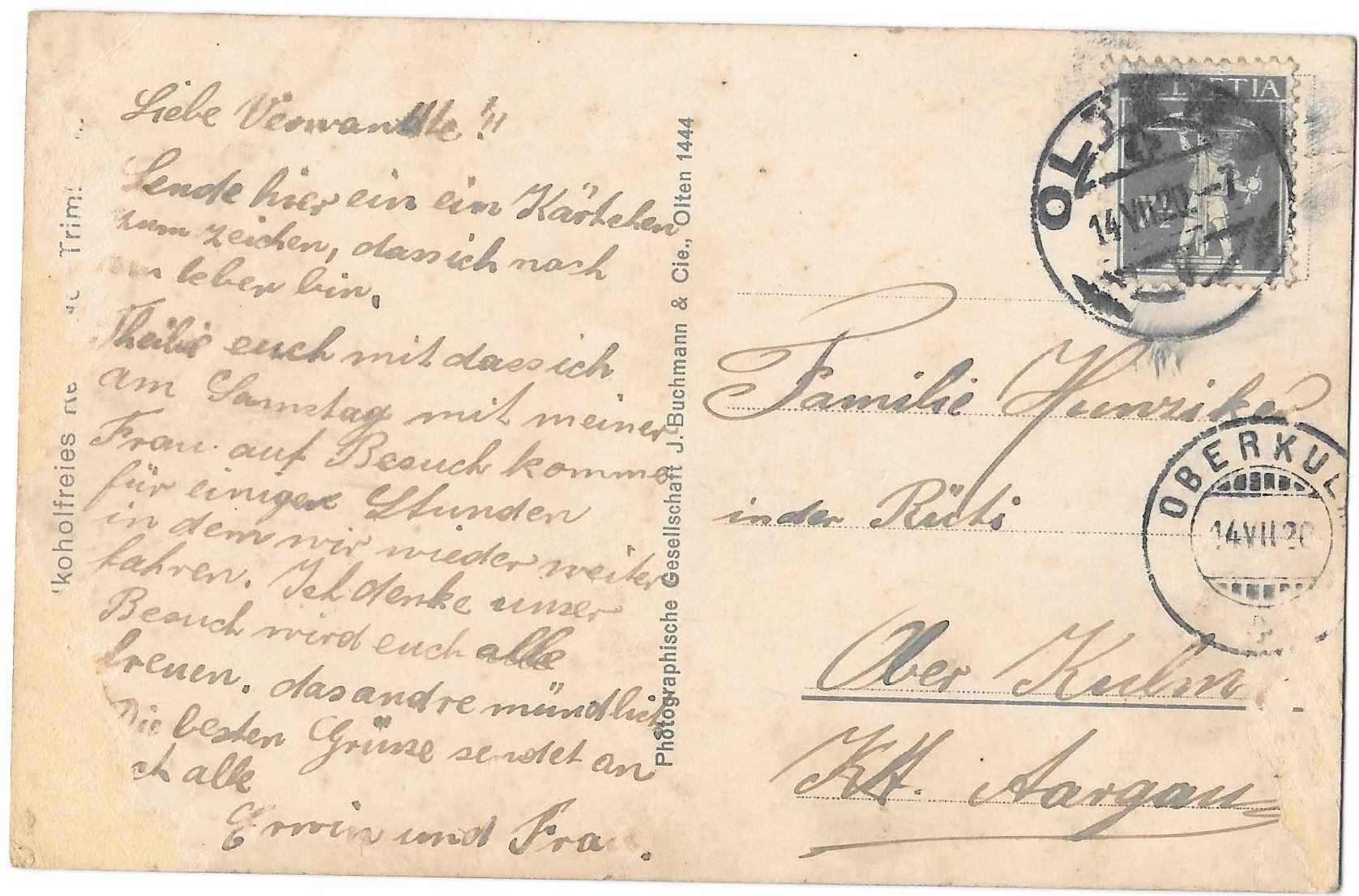 Cartoline postali: Trimbach Neu Trimbach mit Restaurant – Usato da Olten venduto da clotaldi 1