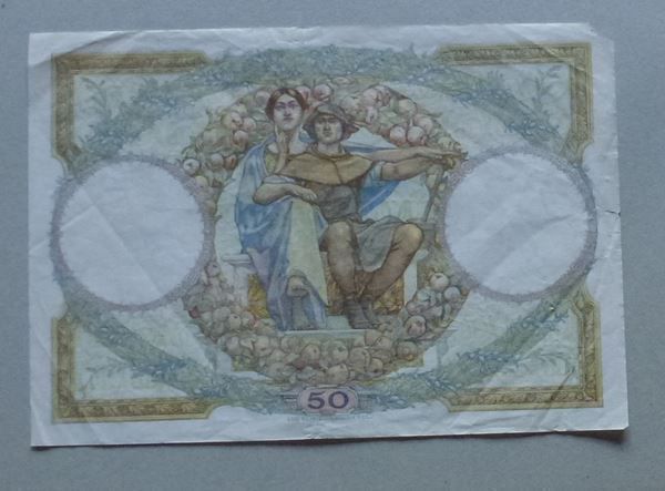 Banconote: Frankreich ++ 50.- Francs 29.11.1929 – Usato da Walkringen venduto da Casablanca777 1