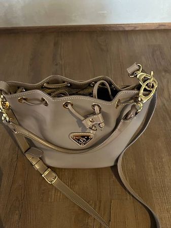 Maison Mollerus Bucket Bag, Taupe, Leder, klassisch & elega