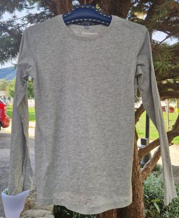 Shirt Langarm bpc boys/Bonprix grau, Junge, Gr. 152/158