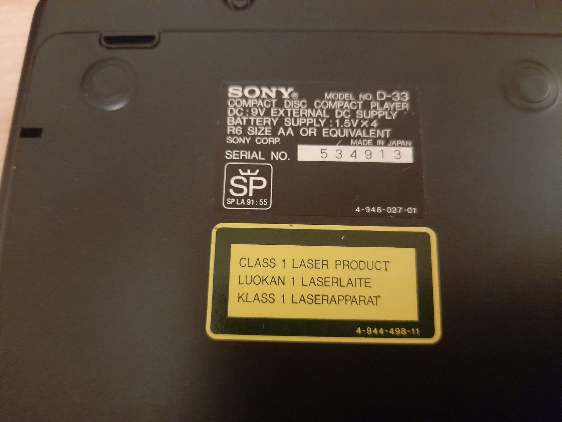 Sony Lettore multimediale portatile: Sony Discman D-33 mit Netzteil – Usato da Lustmühle venduto da chevi03 3