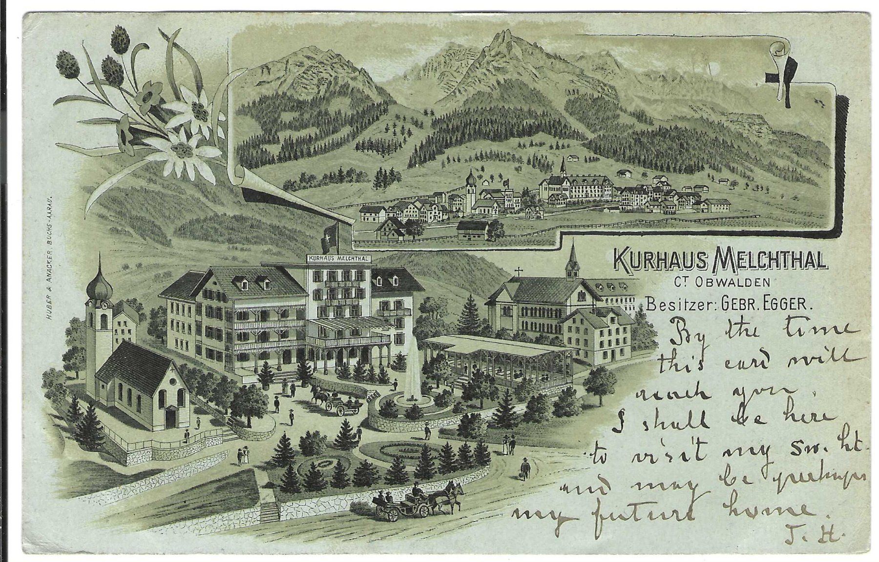 Cartoline postali: Kurhaus Melchthal, Litho – Usato da Wildhaus venduto da Brunphil