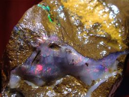 BOULDER ROH OPAL 51.60 Karat Rot Blau Grün feuer