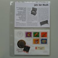 1985: Numisbrief mit 5Fr.-Wert, Jahr: Musik, gute Qualität.