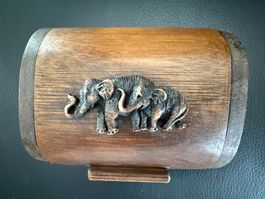 HOLZDOSE   SCHMUCKDOSE  SCHATULLE  ELEFANT  HANDARBEIT