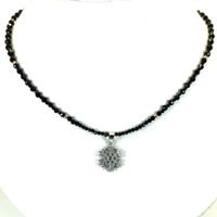 Collier pierres fines Spinelles noirs facettés flocon Ag925