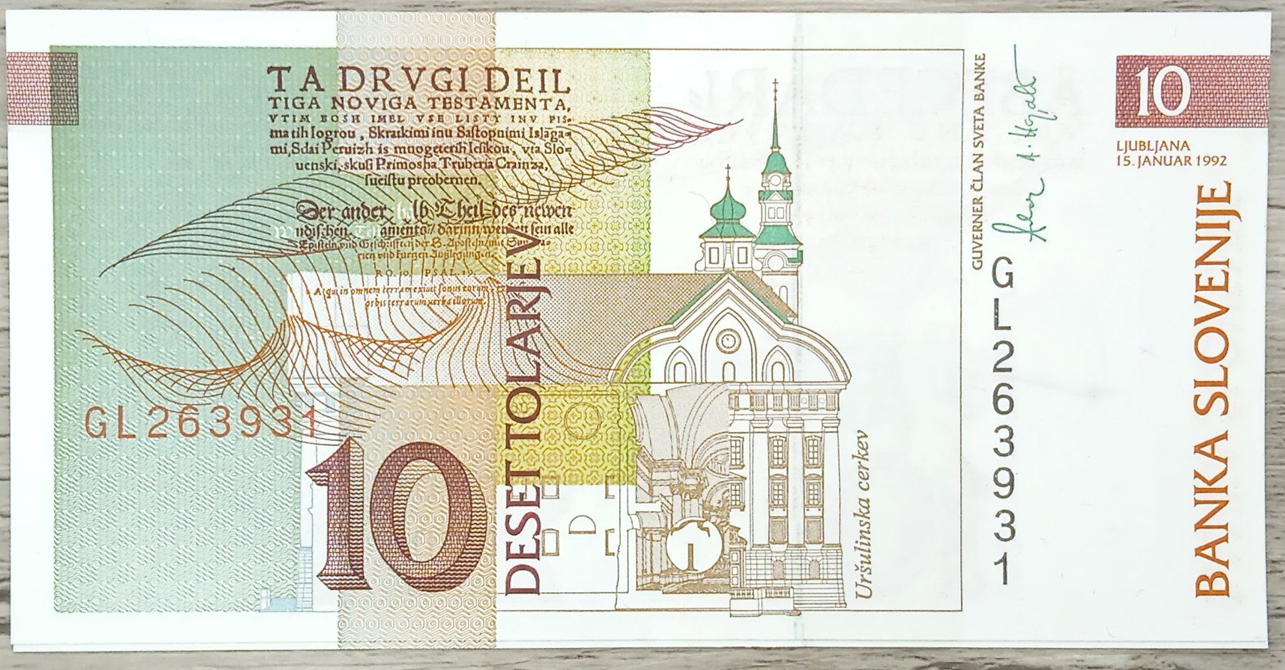 Banknoten: Slovenie 10 tolarjev 1992 UNC – Neu (gemäss Beschreibung) aus Cousset von Patricio77 1