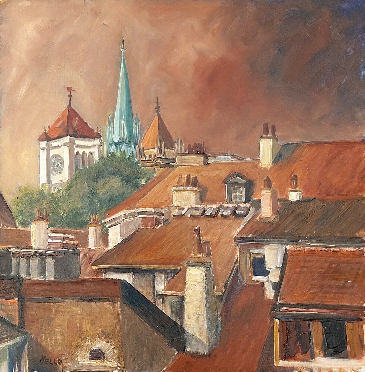 Gemälde: Jean-Pierre Mello - Cathédrale de Genève – Gebraucht aus Montmelon von canelle-12